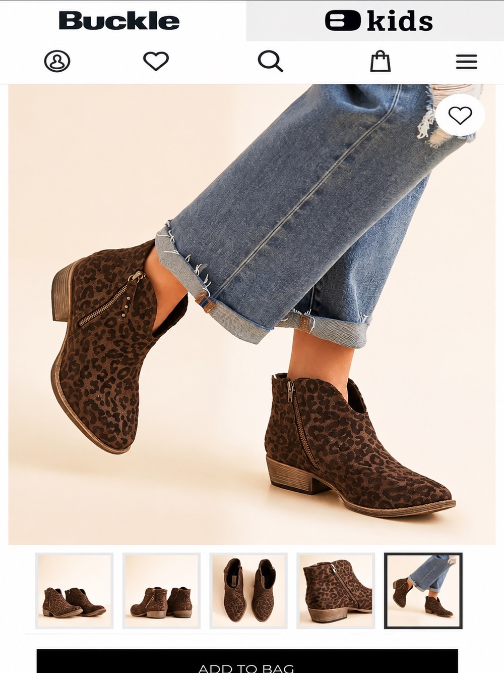 Buckle Very G Gypsy Jazz Leopard Almond Toe Ankle Booties Boots in Chocolate - Picture 10 of 12